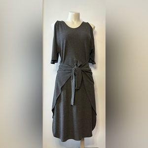Shoulder-less Grey Wrap Dress